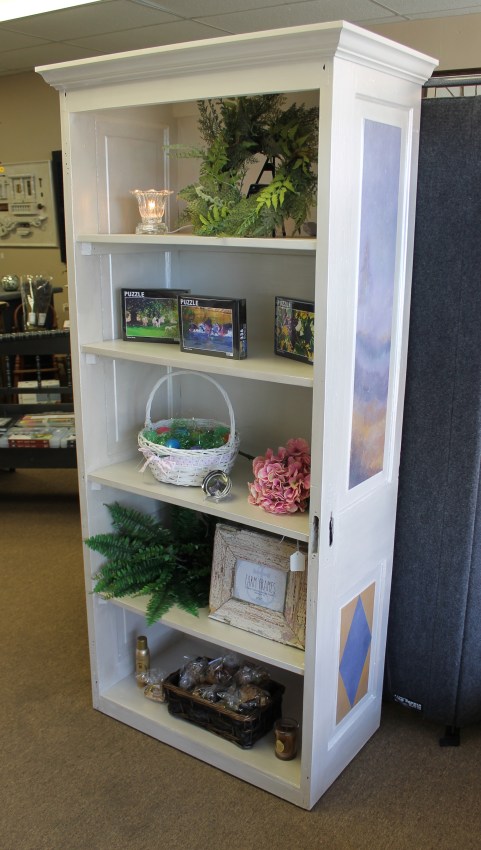 Shelving from a reclaimed door - by Ronald and Chris Davis